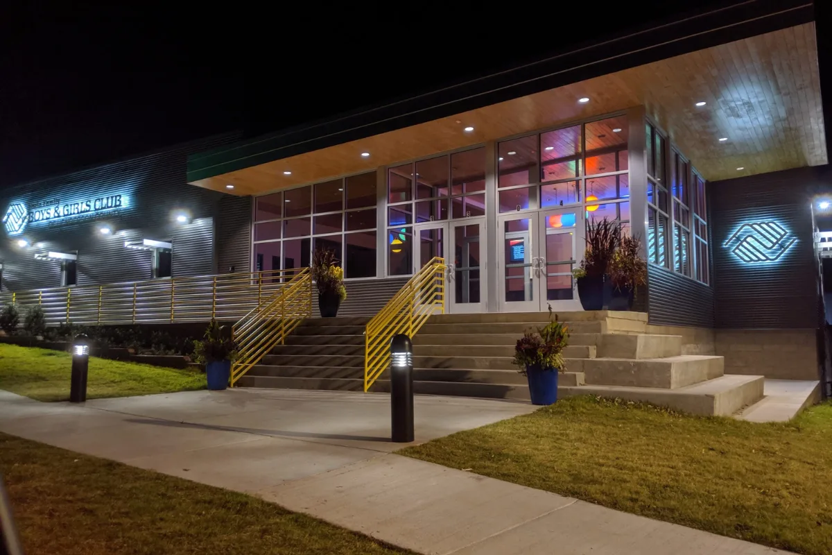 Building exterior at night
