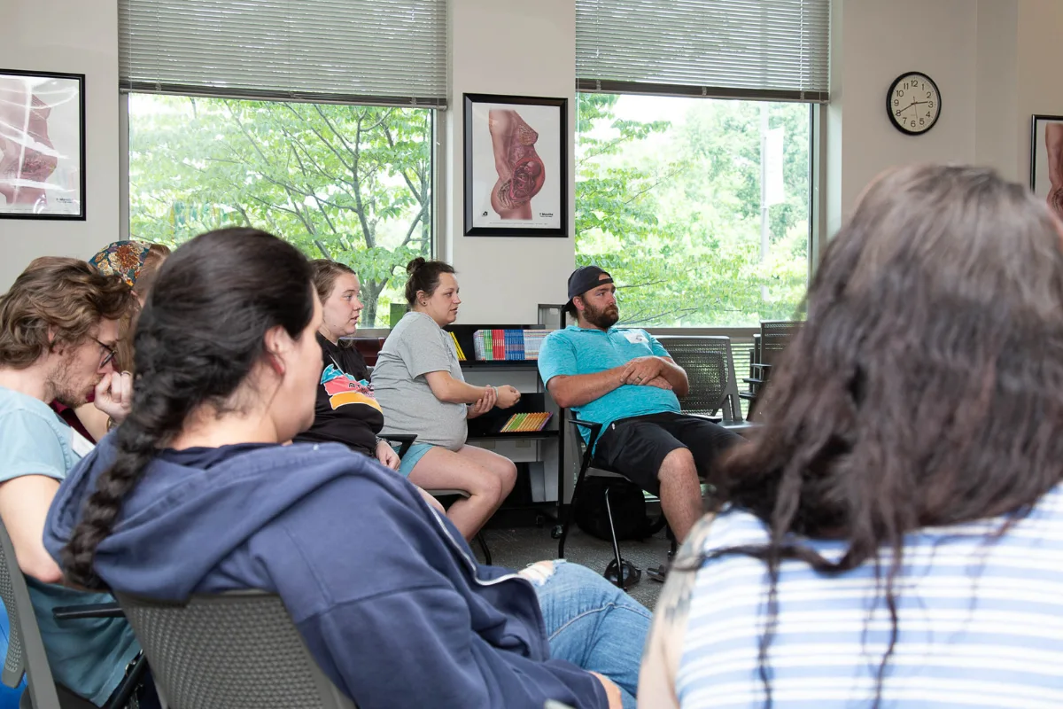 Small group discussion indoors