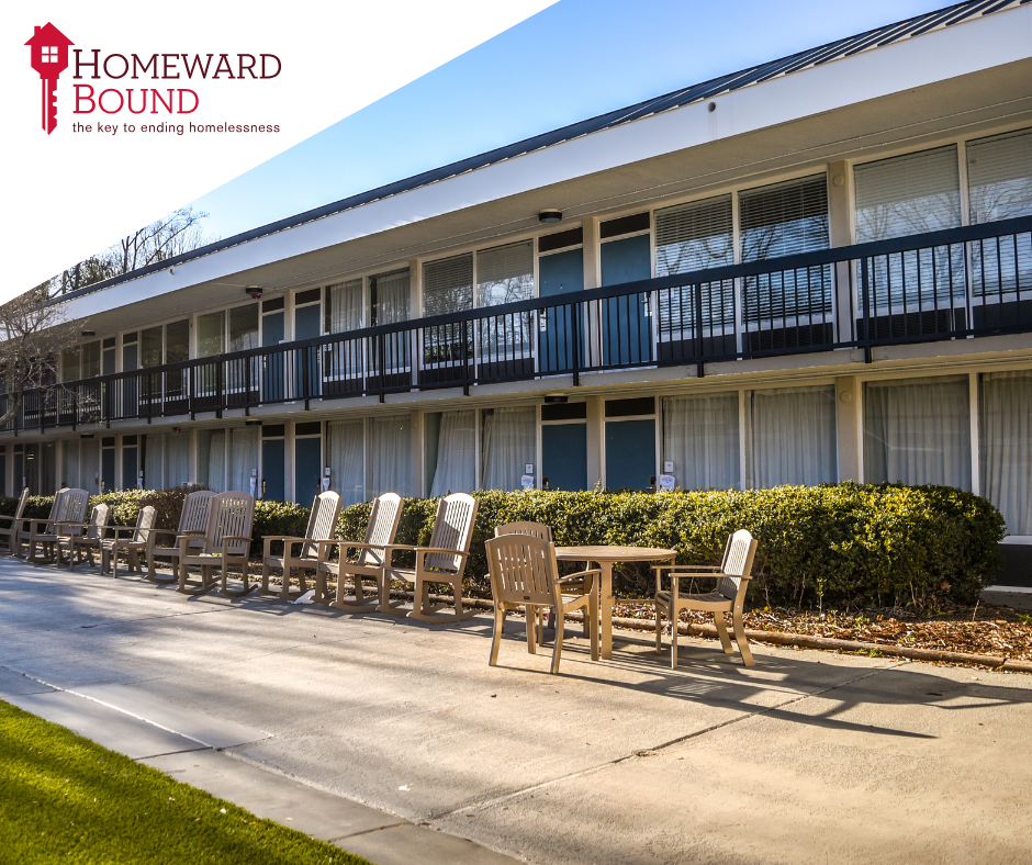 Exterior of building with outdoor seating