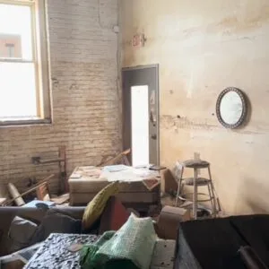 Minimalist interior room with furniture